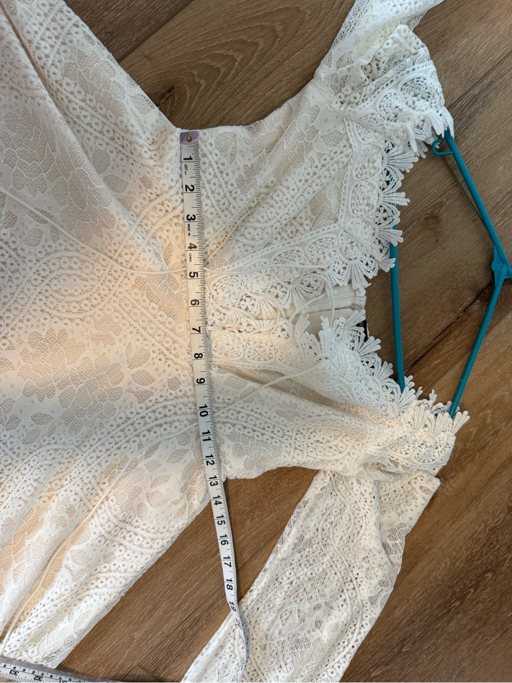Off-White Lace Off-the-Shoulder Long Sleeve A-Line Party Dress size Small - Picture 12 of 13